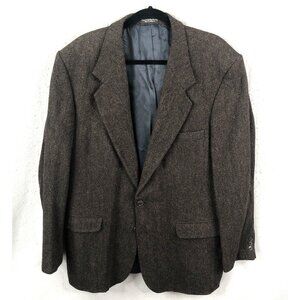 DiBenedetto Blazer Mens 44L Brown Herringbone Lambswool Blend Old Money Academia